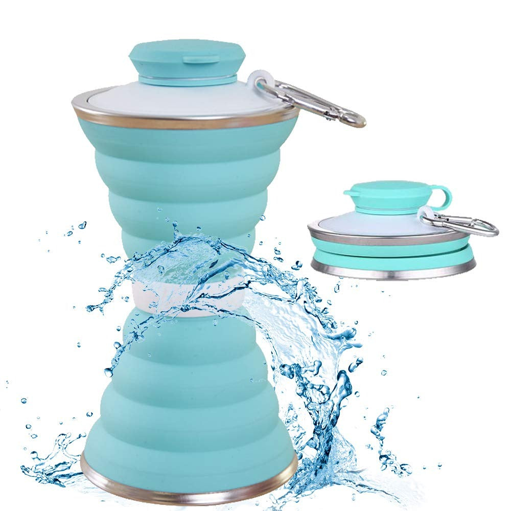 1385 Silicone Traveling Water Bottle BPA Free - Leak Proof Lightweight Collapsible - Small Folding Refillable and Space Saver for Camping Gym Sports Hiking Biking Yoga Outdoor DeoDap 1385 Silicone Traveling Water Bottle BPA Free - Leak Proof Lightweight Collapsible - Small Folding Refillable and Space Saver for Camping Gym Sports Hiking Biking Yoga Outdoor DeoDap